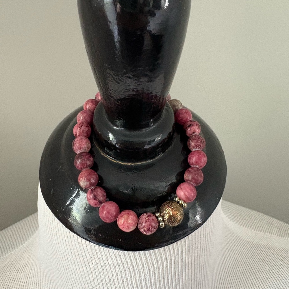 Rhodonite Beaded Bracelet - Heart Chakra